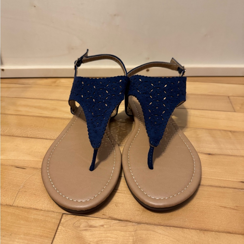 Dream Paris Women’s Blue Laser Cut Sandals – Size 11 - Picture 4 of 6